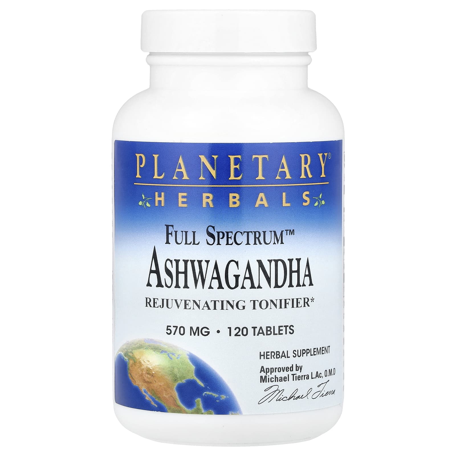 Planetary Herbals, Ashwagandha, Full Spectrum 570 mg, 120 Tablets UPC 021078105350 | Hilife Vitamins